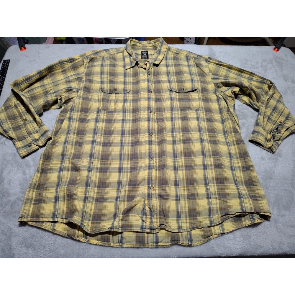 Redhead Shirt Men 3XL Yellow Plaid Outdoor Farmer Long Sleeve Office Outdoors
